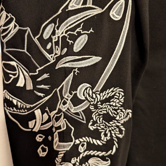 Iron Yokai Unisex Sz L Tobi Black Embroidered Adjustable Ties Jogger Work Pants - Picture 7 of 12